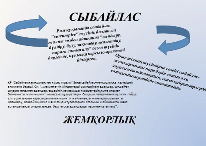 9 "А" сыныбы  жетекшісі  Байбағысова  Лаура  Жуанышбайқызы  "Сыбайлас  жемқорлыққа  жол жоқ" атты  сынып  сағатын  өткізді. 