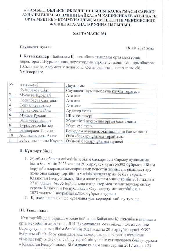 Қамқоршылық  кеңес отырысы өтті.
